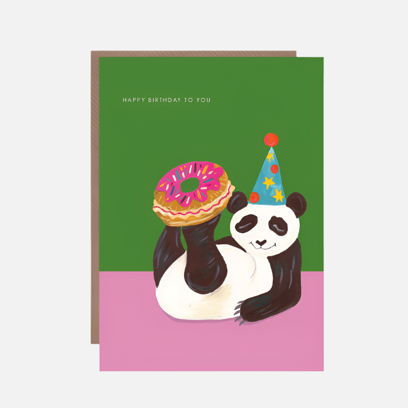 Panda With Donut Greetings Card - HCWB404 - Uneeka