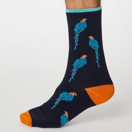 Parrot Pattern Bamboo Socks - SPM473 - NAVY - Uneeka