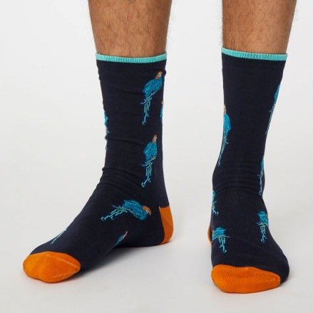 Parrot Pattern Bamboo Socks - SPM473 - NAVY - Uneeka