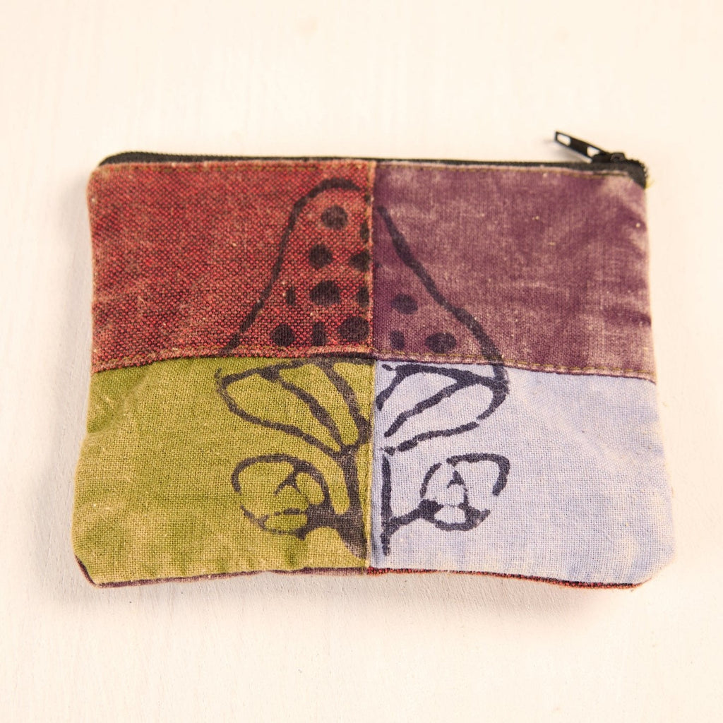 Patchwork Mushroom Screen Printed Coin Purse - P4 - Uneeka