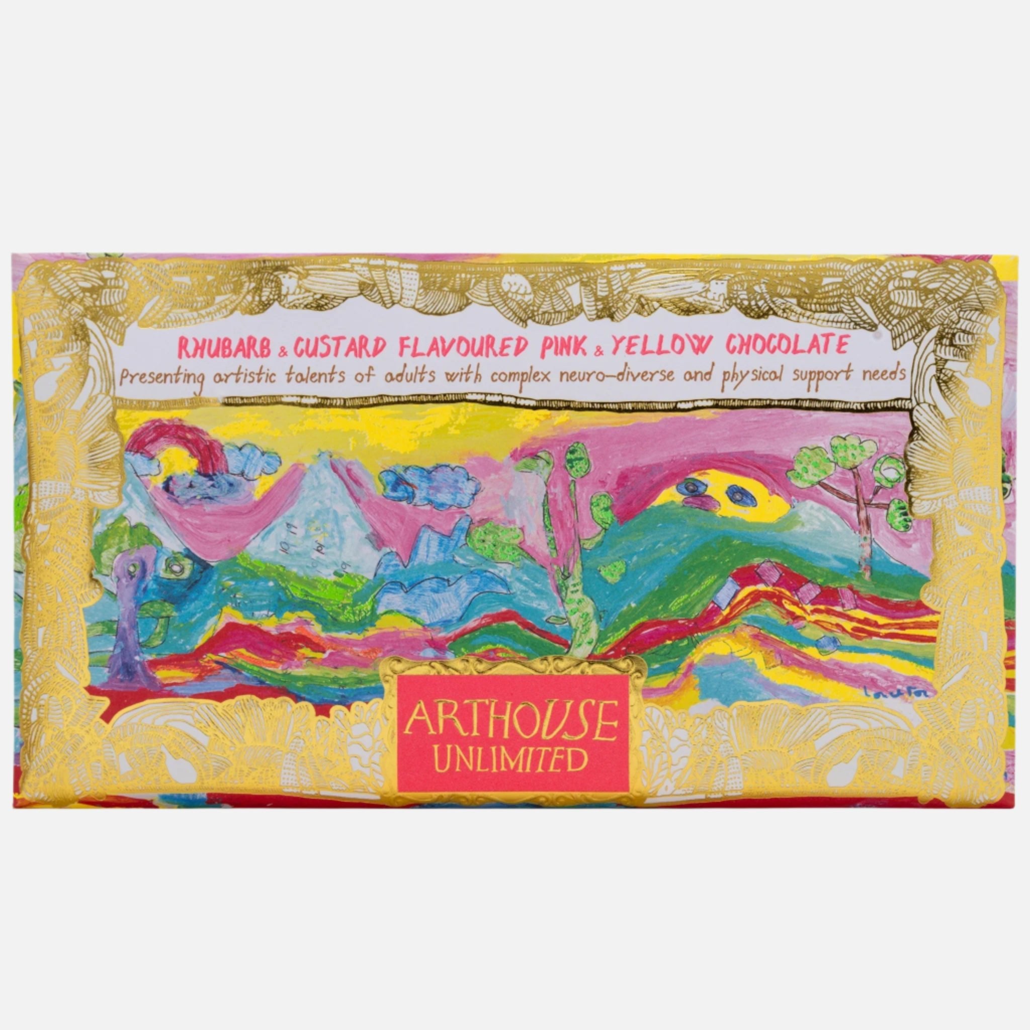 Peace Pink & Yellow Chocolate Rhubarb & Custard Bar - CHOC083 - Uneeka