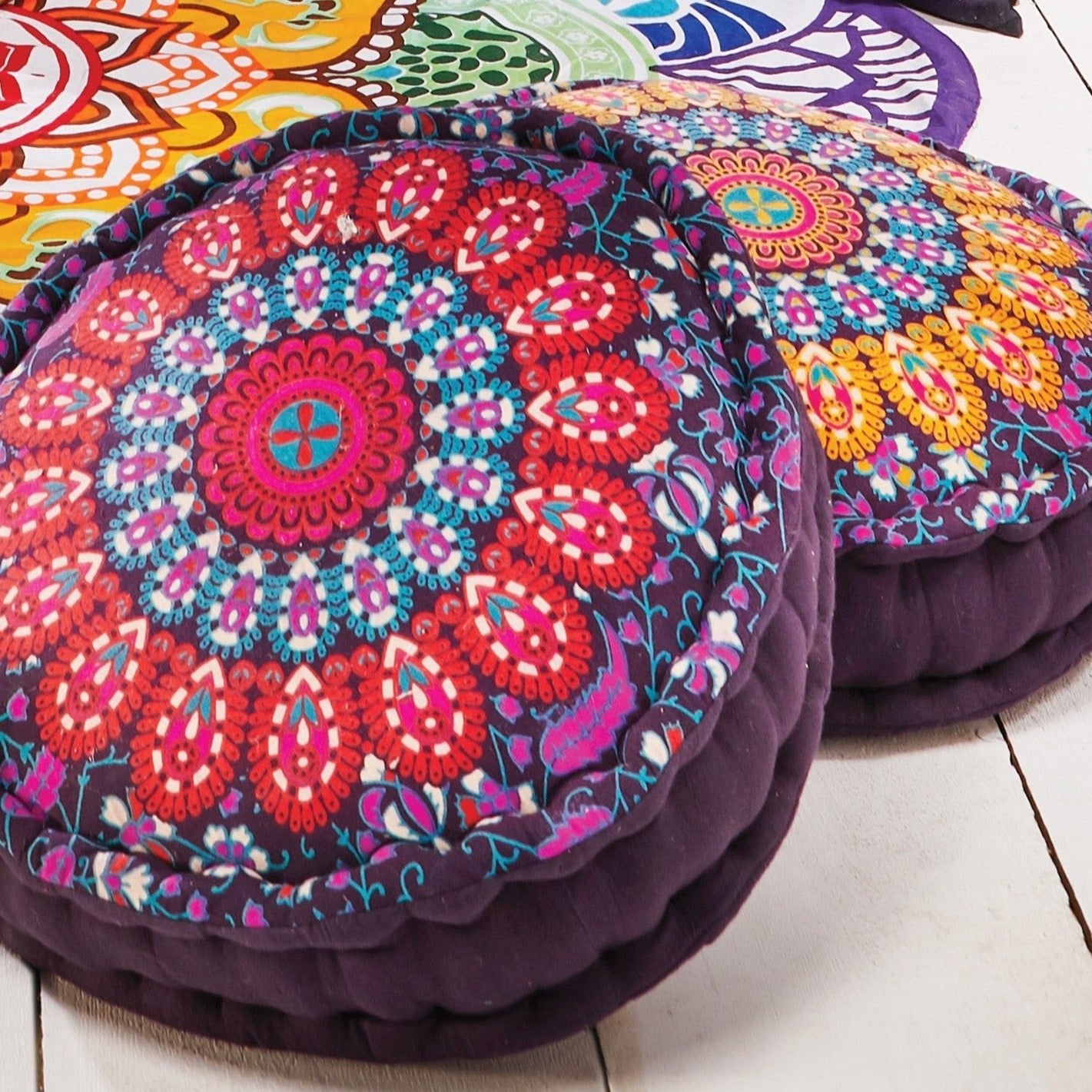 Peacock Print Filled Pouffe - PO500Y - Uneeka