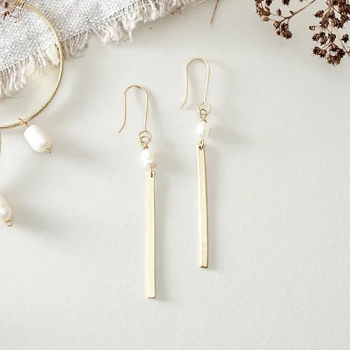 Pearl Bar Drop Earrings - HB711 - Uneeka