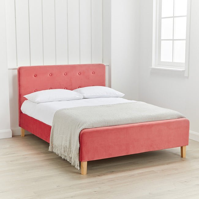 Peyton Coral Velvet Bed Frame - PIERRECOR4.6 - Uneeka