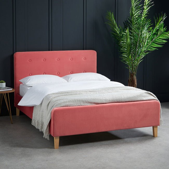 Peyton Coral Velvet Bed Frame - PIERRECOR5.0 - Uneeka