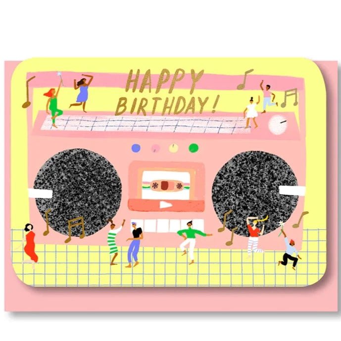 Pink Birthday Boombox Greetings Card* - 1096 - Uneeka