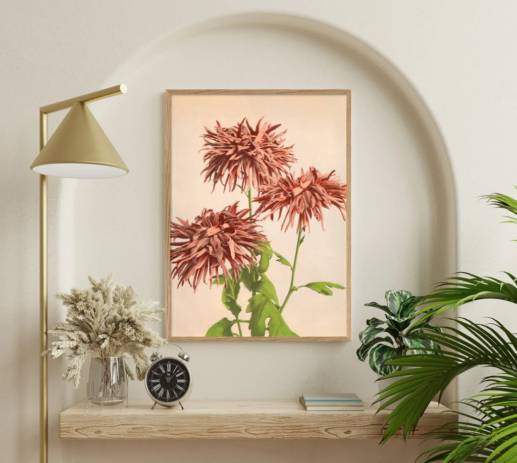 Pink Chrysanthemum Floral Framed Art Print - BFG 50x70 9002 - Uneeka