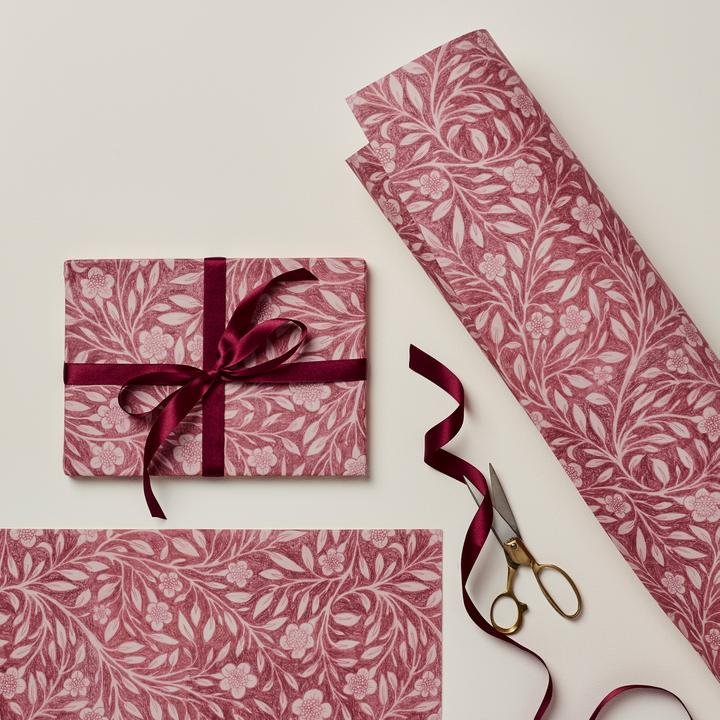 Pink Flora Patterned Paper Gift Wrap - WAN 10 - Uneeka