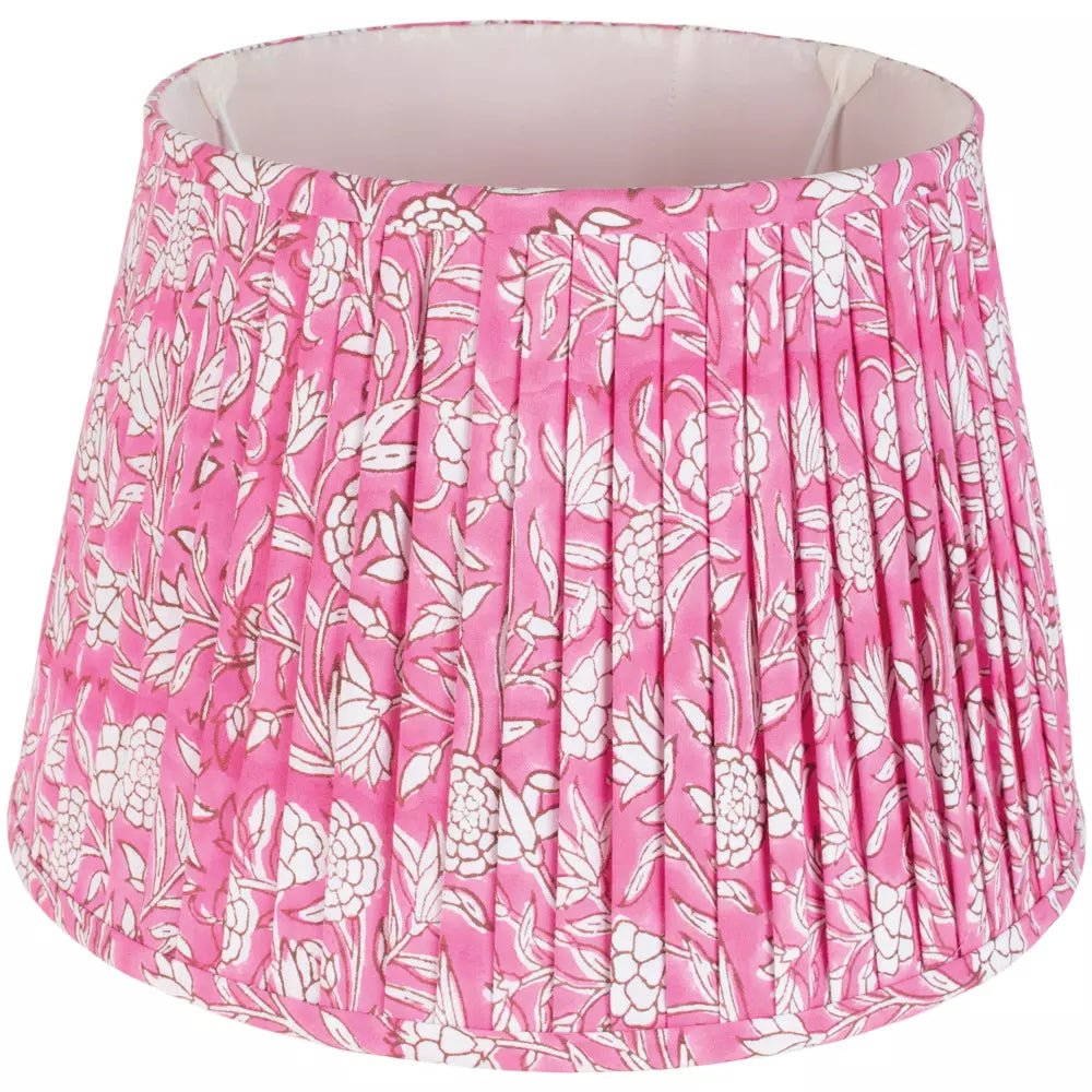 Pink Floral Pure Cotton Pleated Lampshade - SHB24880 - Uneeka