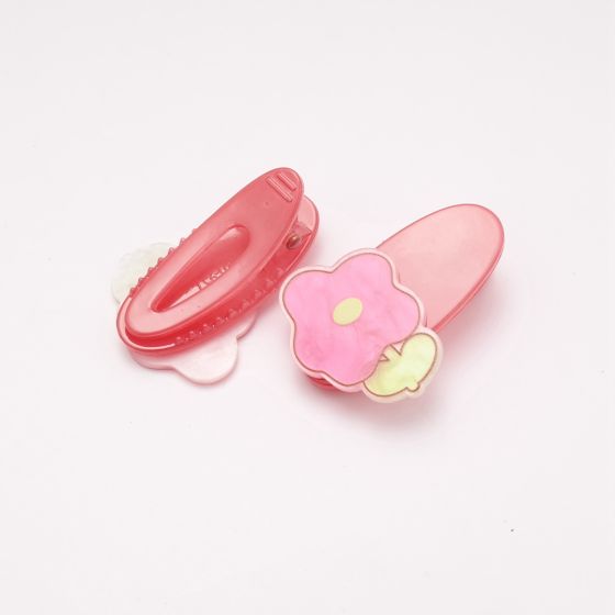 Pink Flower Twin Pack of Hair Slides - HD1116 - Uneeka