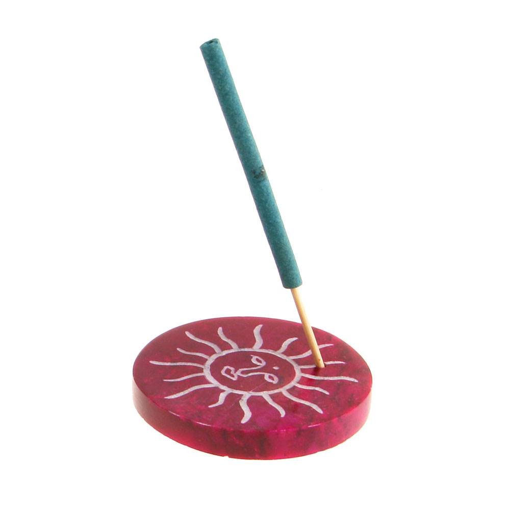 Pink Sun Soapstone Incense Holder - TAR18700 - Uneeka