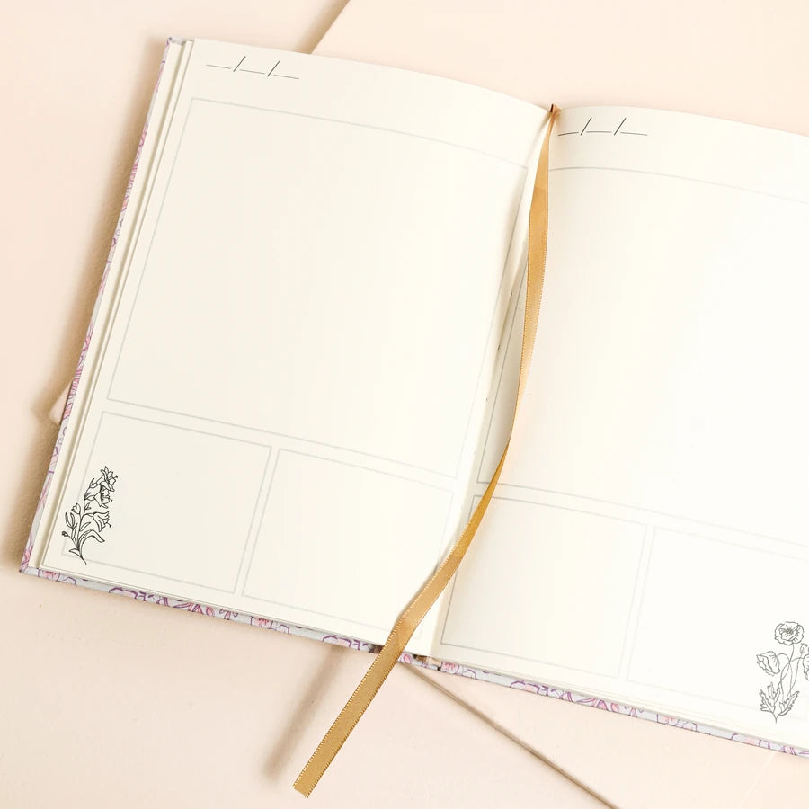 'A Sketch a Day' pink floral pink open notebook with floral design on a beige background 79990 Uneeka