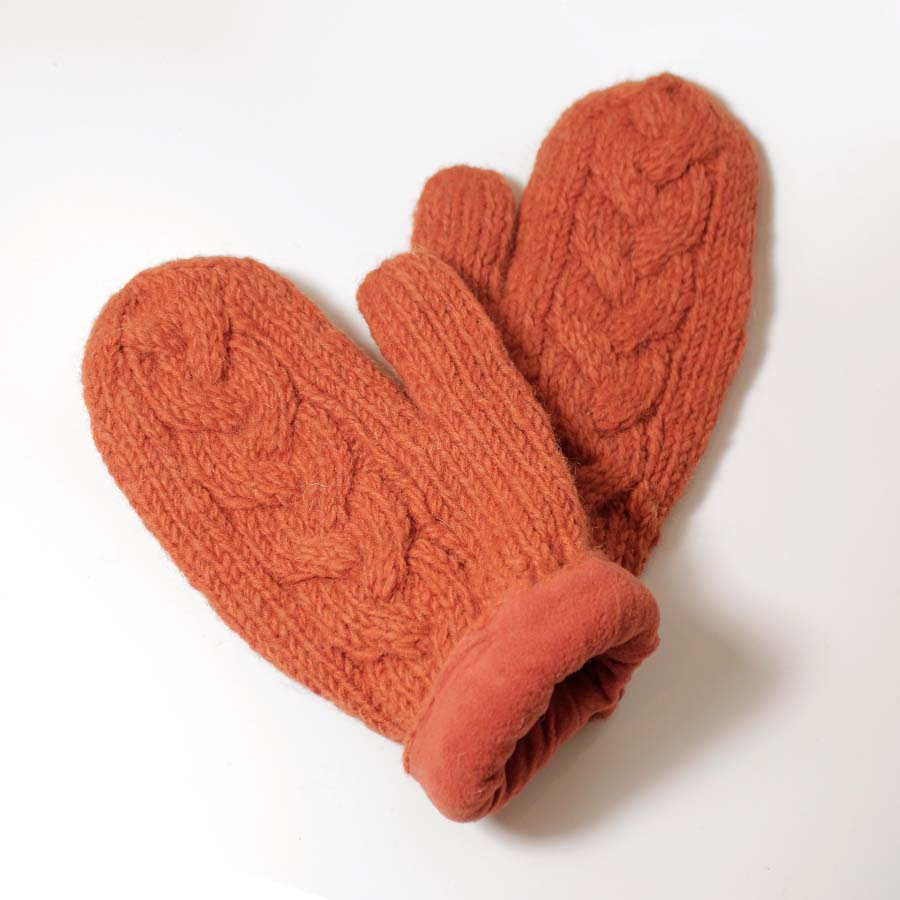 Plain One Colour Cable Stitch Mittens - WG 133N - Uneeka