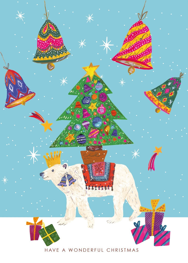 Polar Bear & Bells Wonderful Christmas Card - HCWB393 - Uneeka