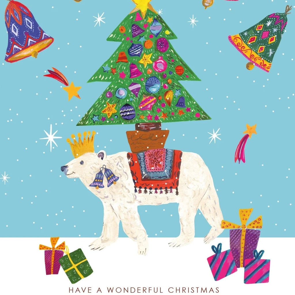 Polar Bear & Bells Wonderful Christmas Card - HCWB393 - Uneeka