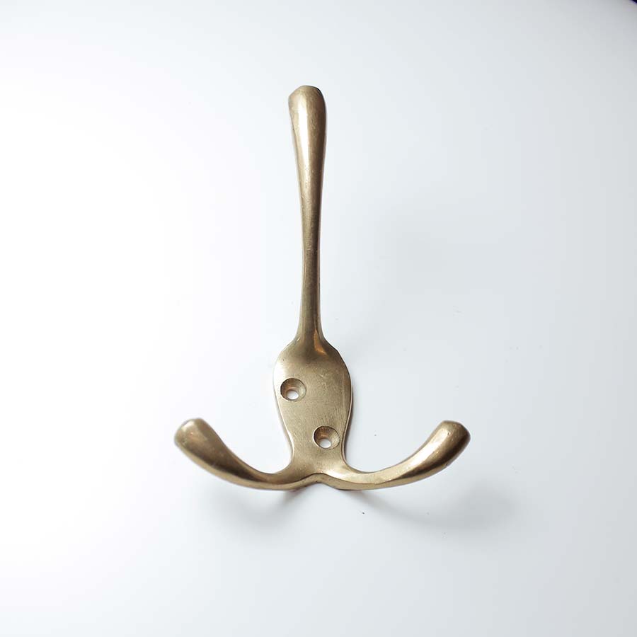 Polished Solid Brass Victorian Triple Coat Hook - 49.336.SB.115 49.336.AB.115 - Uneeka