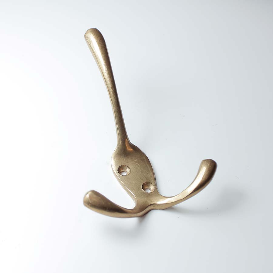 Polished Solid Brass Victorian Triple Coat Hook - 49.336.SB.115 49.336.AB.115 - Uneeka