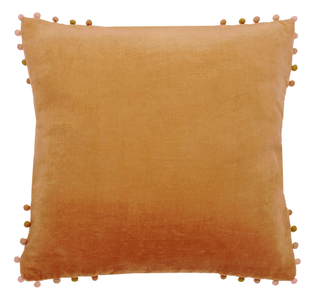 Pom Pom Edge Square Velvet Cushion - SPCVH - P - Uneeka