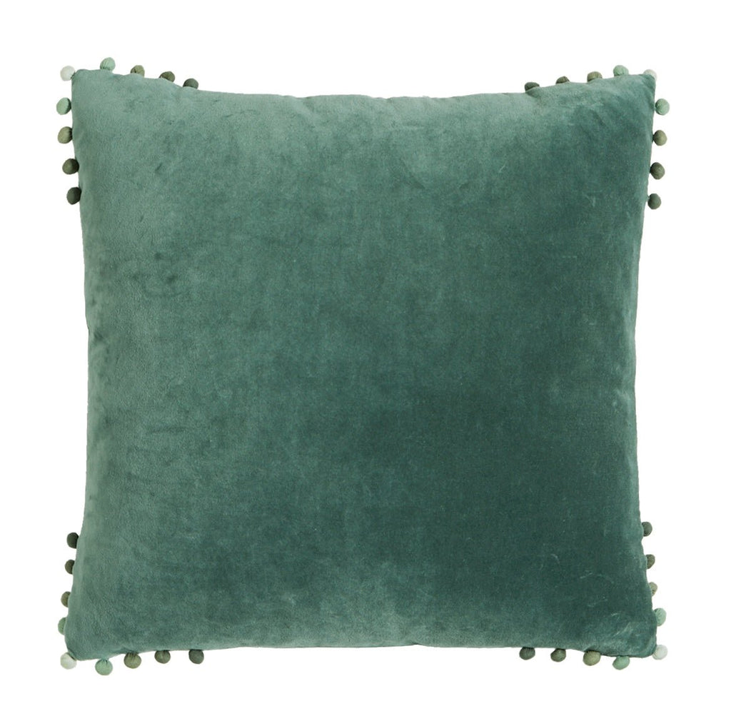 Pom Pom Edge Square Velvet Cushion - SPCVM - P - Uneeka