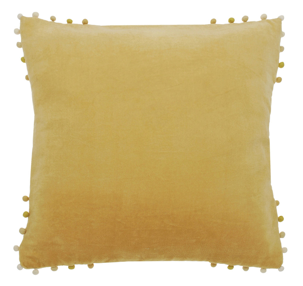 Pom Pom Edge Square Velvet Cushion - SPCVS - P - Uneeka