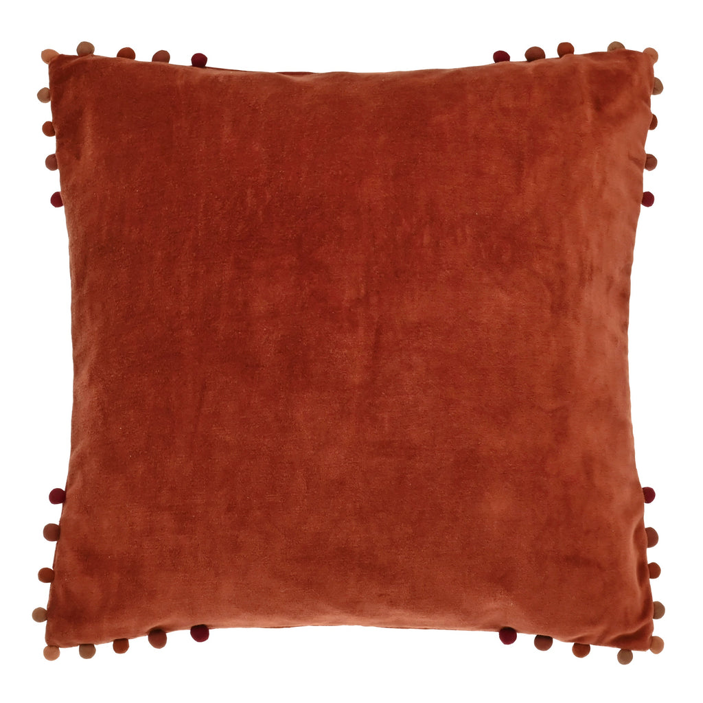 Pom Pom Edge Square Velvet Cushion - SPCVSC - P - Uneeka