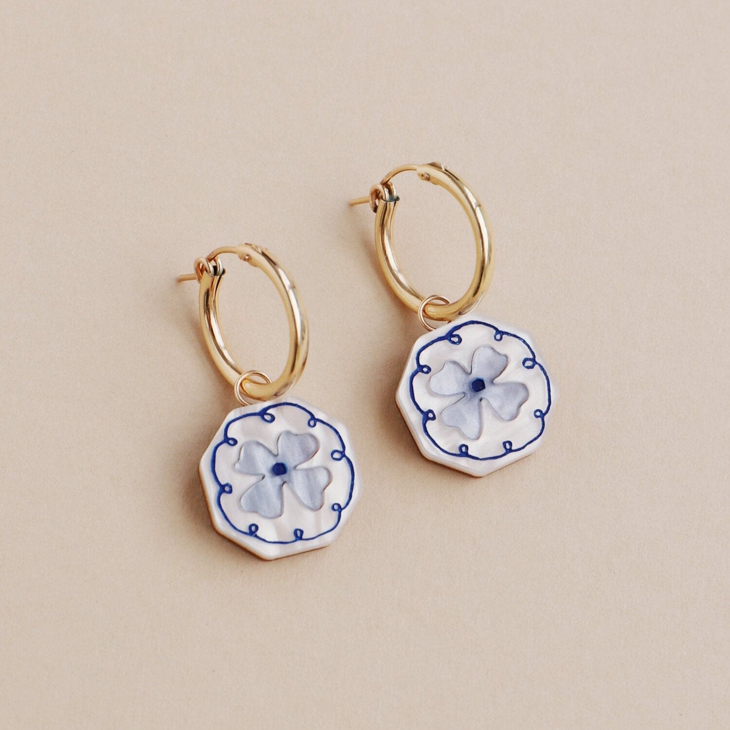 Poppy Charm Gold Hoops - G241001H - Uneeka