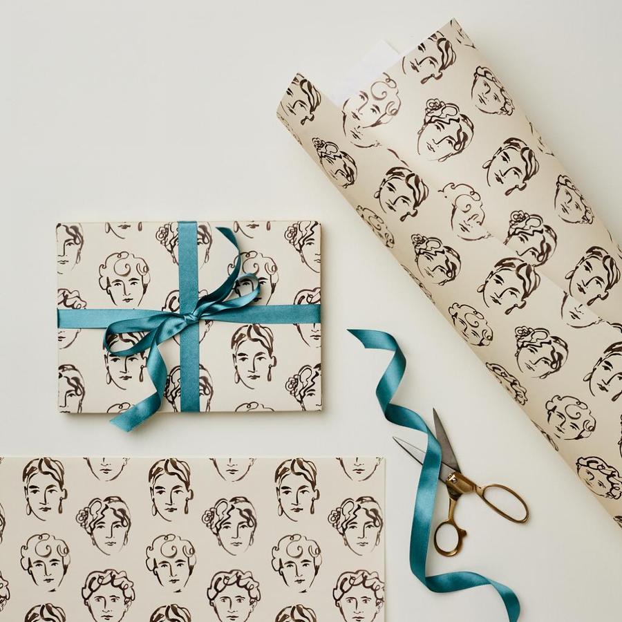 Portrait Patterned Paper Gift Wrap - WAN 02 - Uneeka