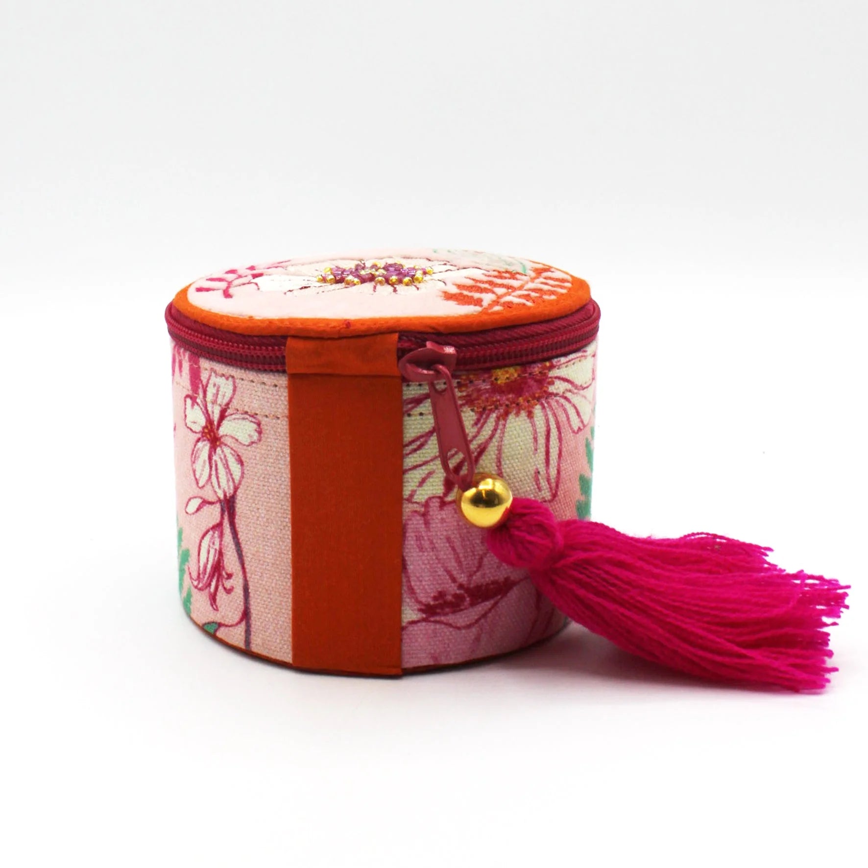 Embroidered Pink Floral Trinket Box - POBOXLPK001 - Uneeka