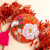 Embroidered Orange Floral Round Purse - PORNDORA001 - Uneeka