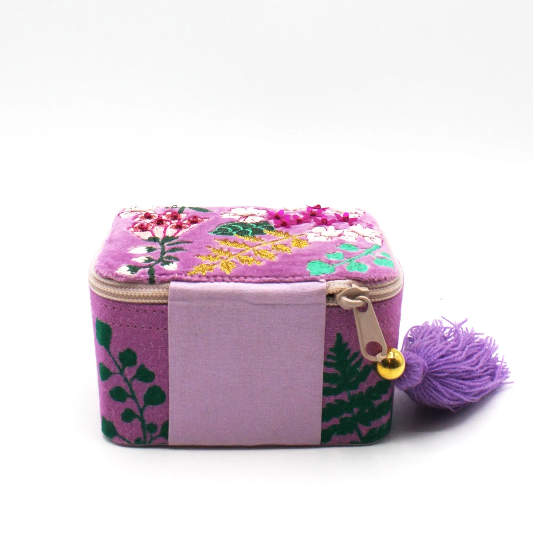 Embroidered Purple Floral Trinket Box - POBOXPUR001 - Uneeka