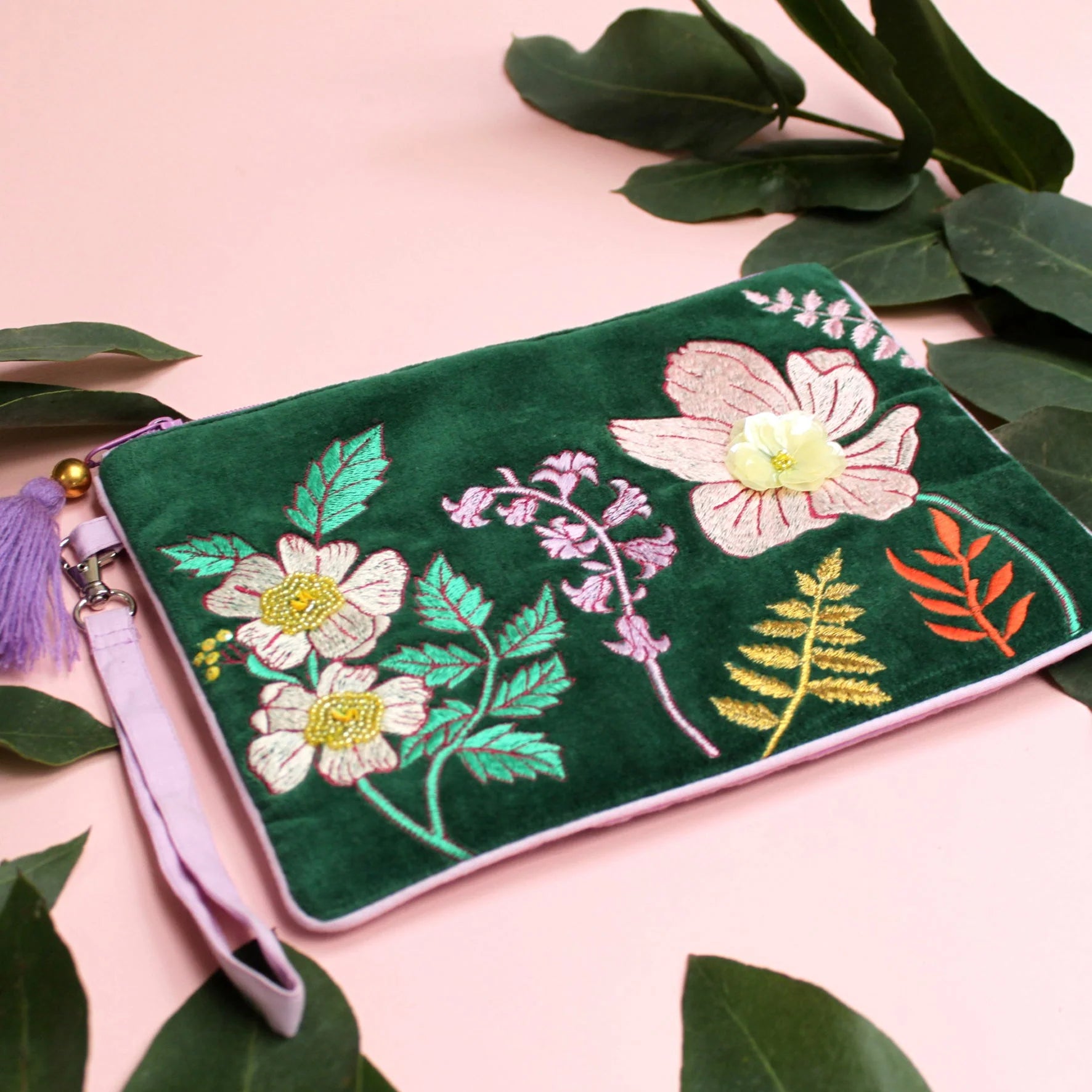 Embroidered Teal Floral Purse - POCLTEA001 - Uneeka