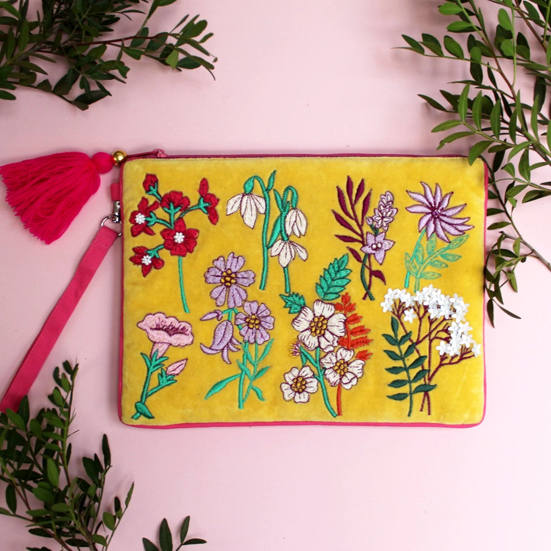 Embroidered Yellow Floral Purse - POCLYEL001 - Uneeka