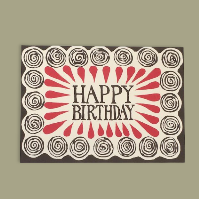 Happy Birthday Spiral Border Greetings Card - CRDA6 HBS - Uneeka