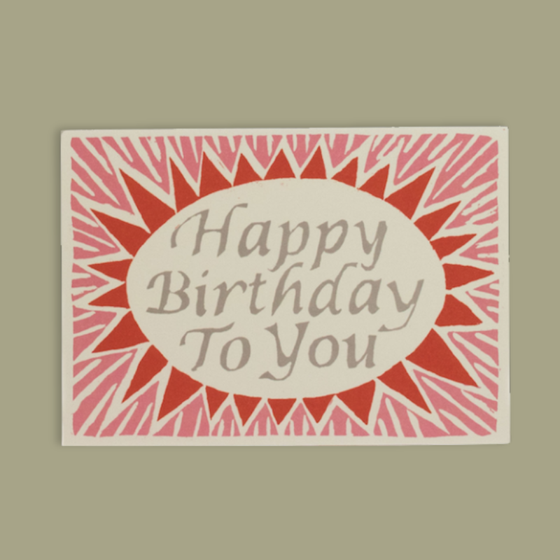 Happy Birthday Pink & Red Greetings Card - CRDA6 HBTY pink - Uneeka