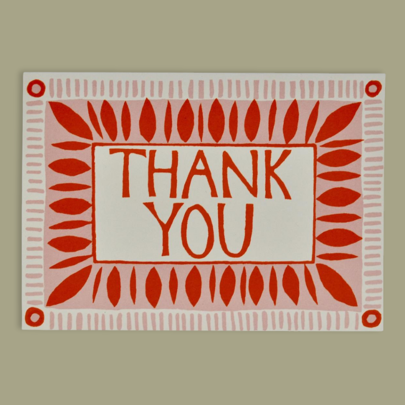 Thank You Patterned Pink Border Greetings Card - CRDA6 TYN - Uneeka