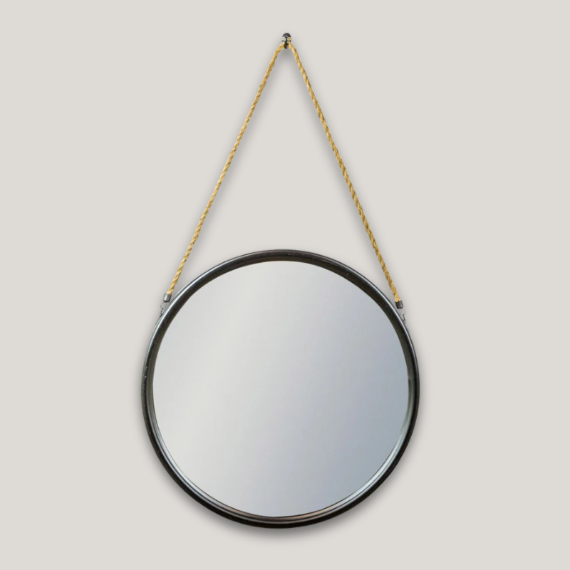 Black Rope Hanging Mirror - JRG19 - Uneeka
