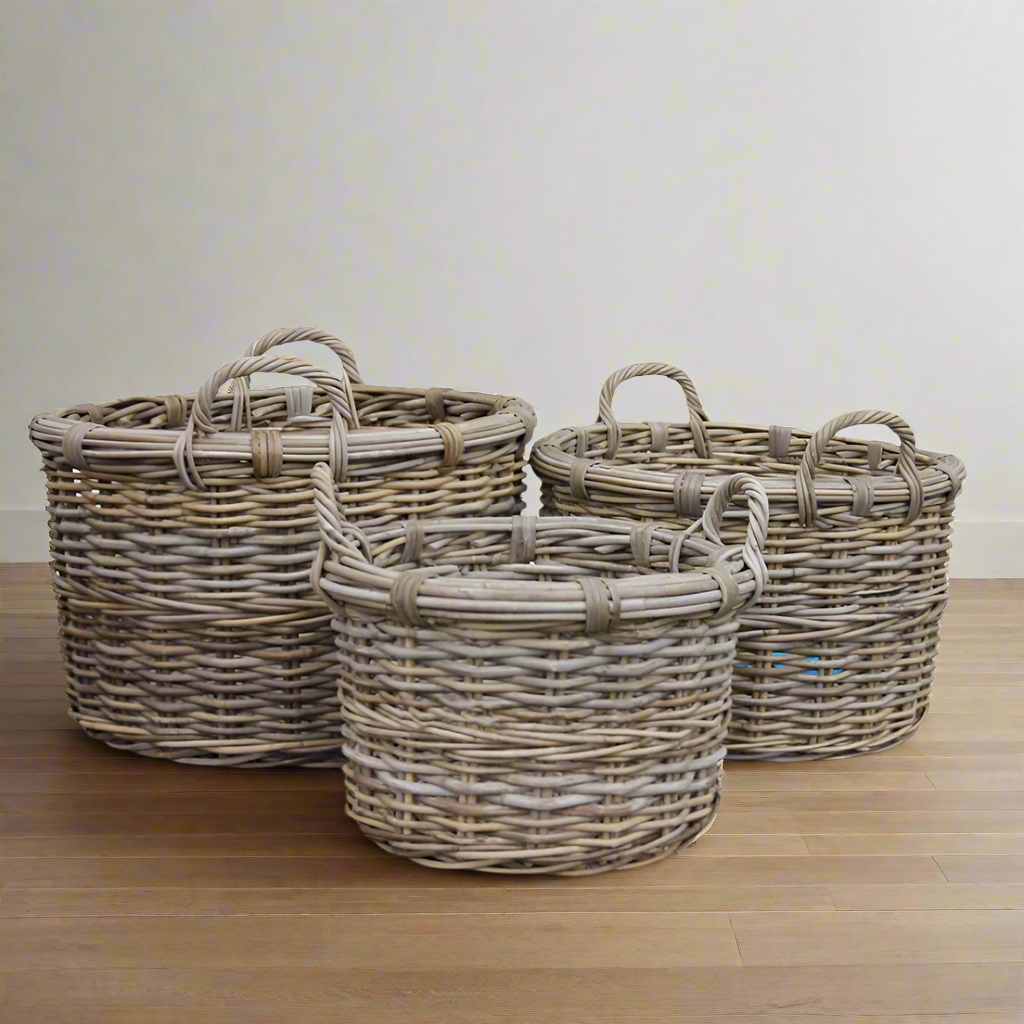 Round Rattan Basket with Ear Handles - HCP236 - Uneeka