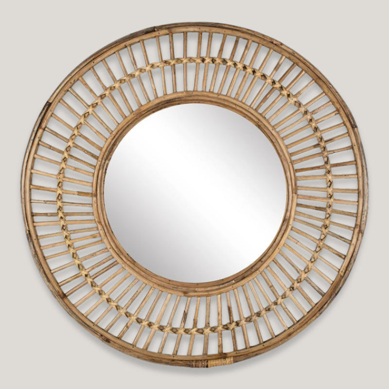 Cane Round Wall Mirror - KK23555 - Uneeka