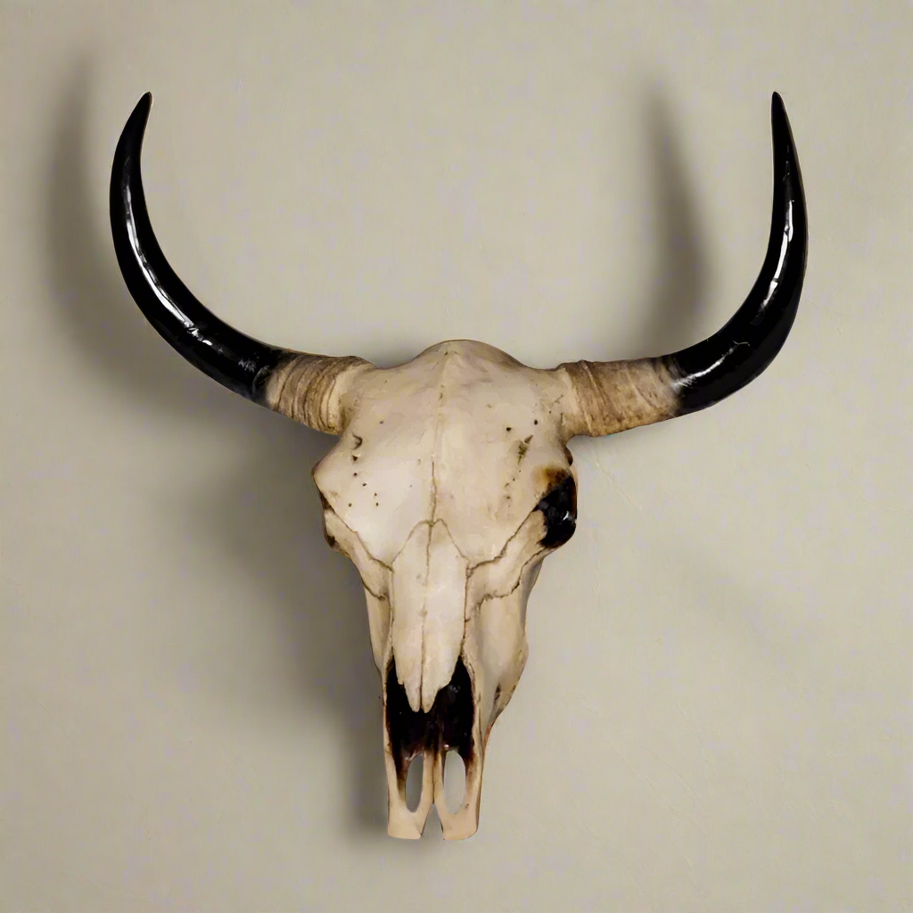 Large Bison Skull With Black Horns Wall Decoration - BD101 - Uneeka