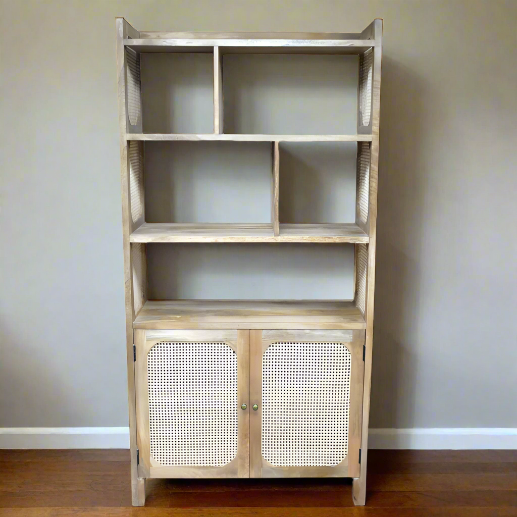 Rattan Detail Bookcase -  9755 - Uneeka