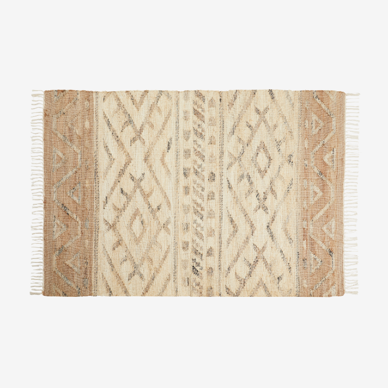 Natural Tribal Design Jute & Cotton Rug - AZRUGXXL - Uneeka