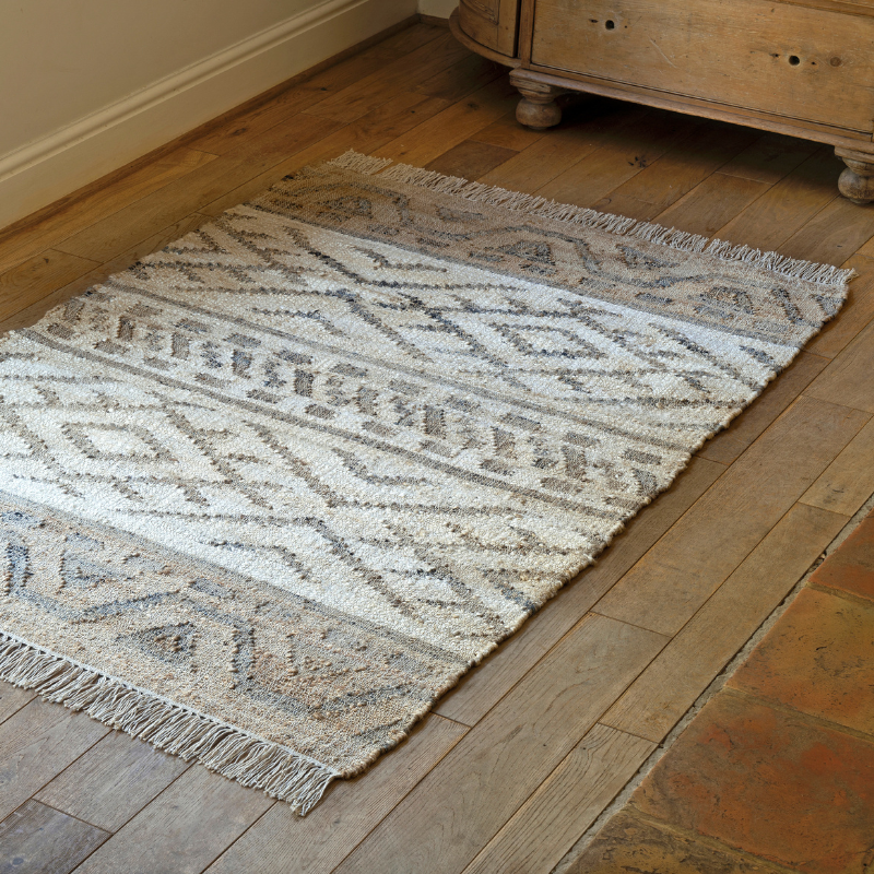 Natural Tribal Design Jute & Cotton Rug - AZRUGXXL - Uneeka