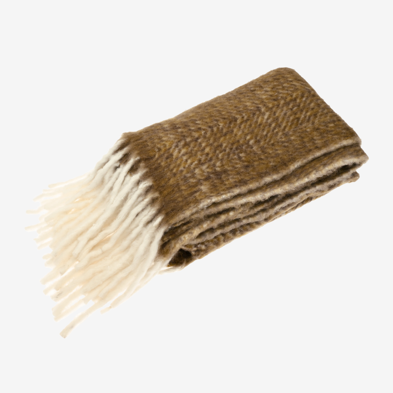 Woollen Herringbone Throw with Tassels - LAMBTS - Uneeka