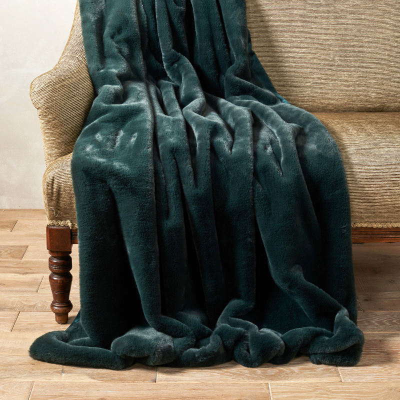 Faux Fur Mallard Blue Throw - LFFTM - Uneeka