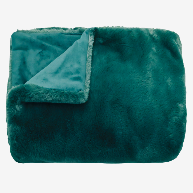 Faux Fur Mallard Blue Throw - LFFTM - Uneeka
