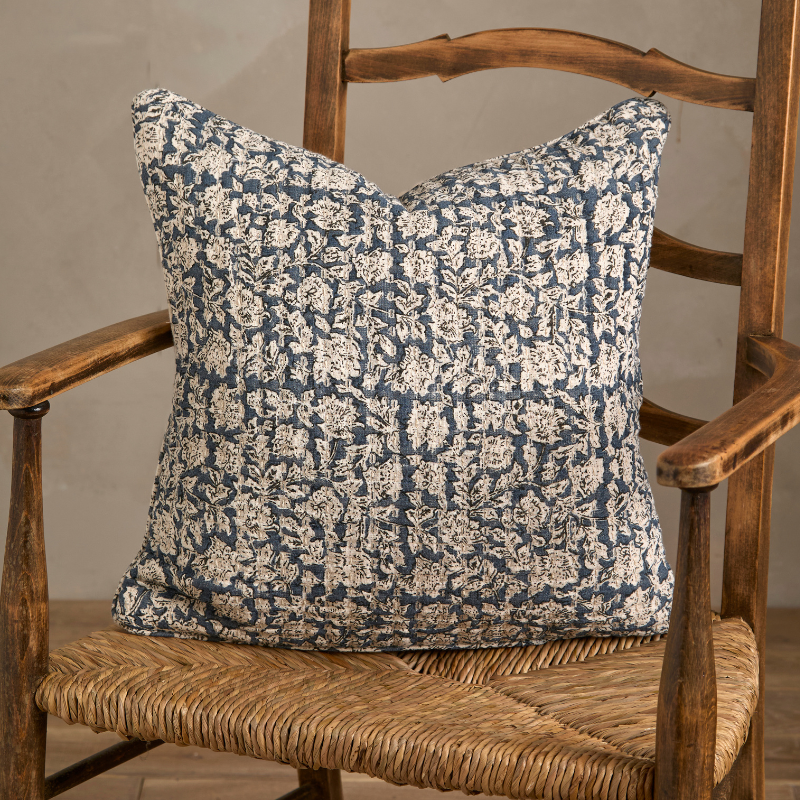 Floral Print Quilted Cushion - PRVCN - Uneeka