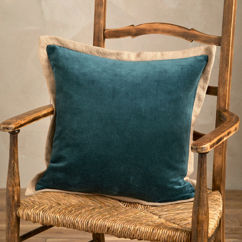 Velvet Block Colour Cushion With Flange - VVCLG - Uneeka