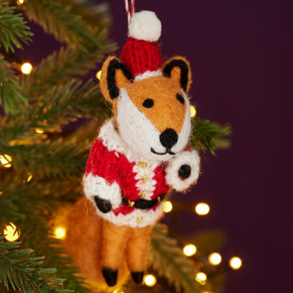 Felt Fox In Santa Suit - HDEC155 - Uneeka