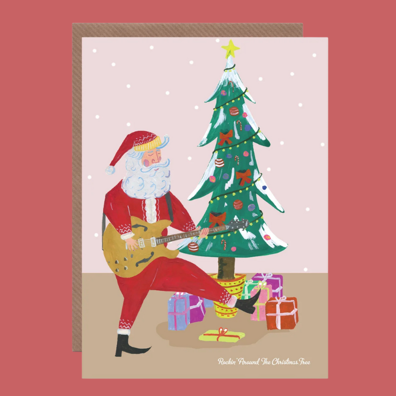 Rockin Santa Guitar Christmas Card - HCWB114 - Uneeka
