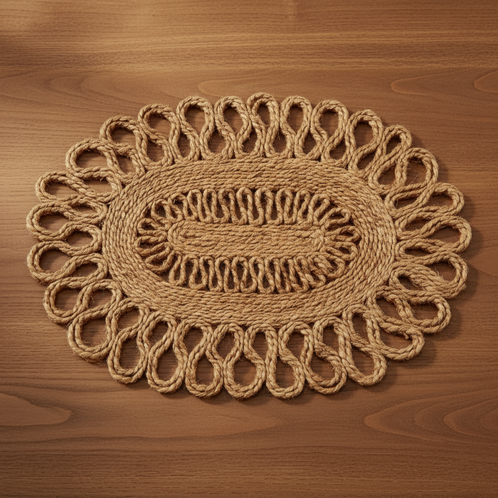 Looped Jute Oval Decorative Table Placemat - LJPM - Uneeka